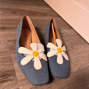Katy Perry denim Blue Flats with Daisy Accent